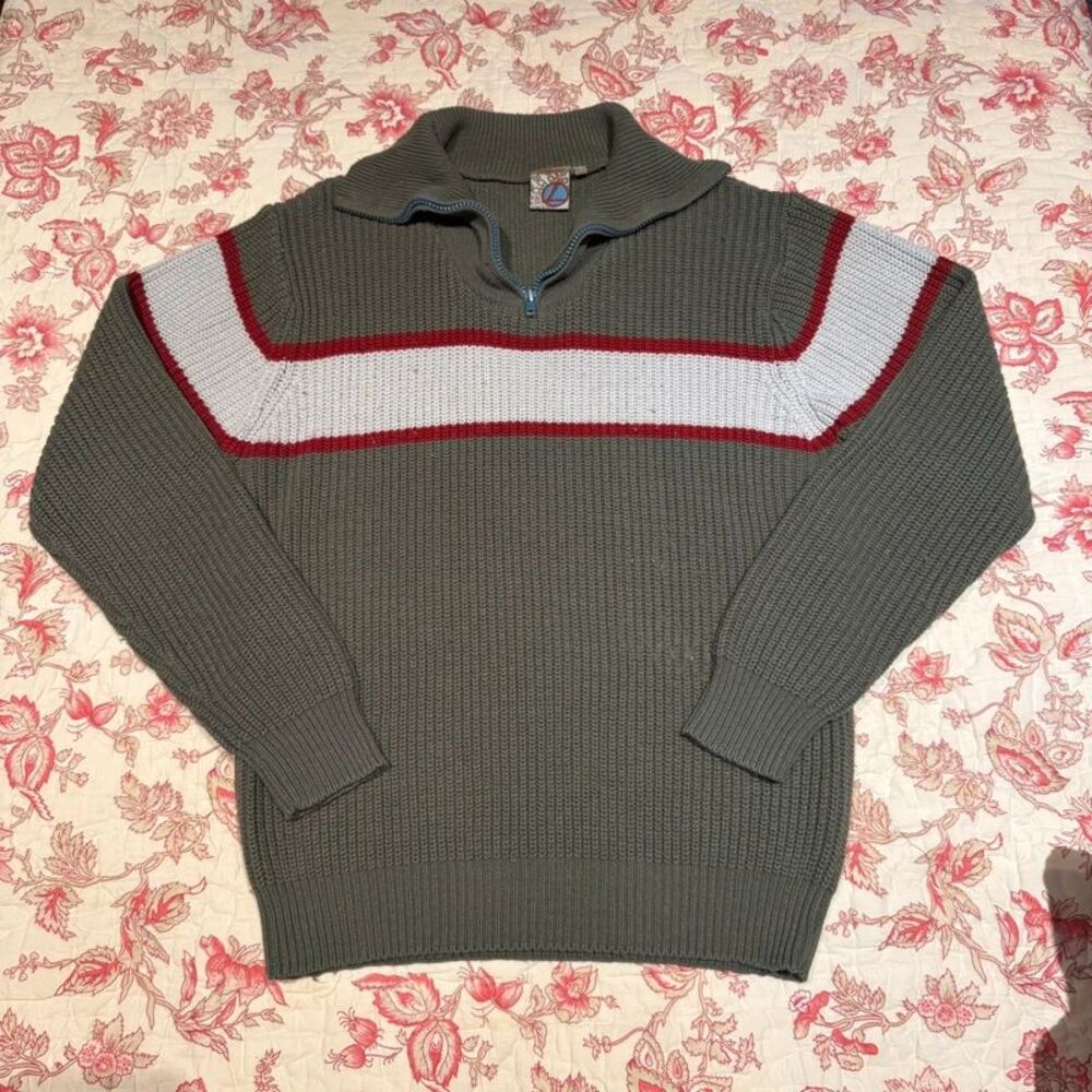 Vintage 90s Longboard Surfwear Kurt Cobain style Half Zip Cotton Sweater!